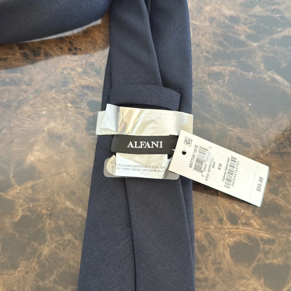 New!! Alfani Deep Navy Blue Men's Tie